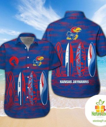 Kansas Jayhawks Hawaiian Shirt Short Sleeve Aloha Button Up Ver04