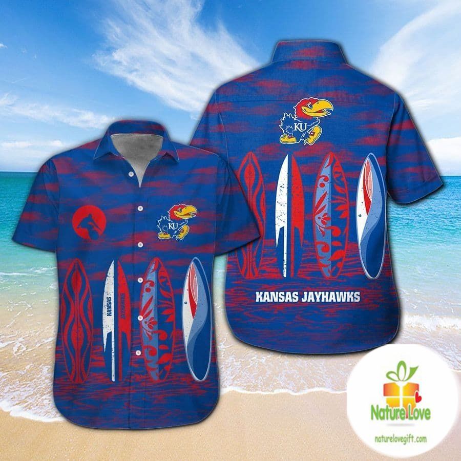 Kansas Jayhawks Hawaiian Shirt Short Sleeve Aloha Button Up Ver04