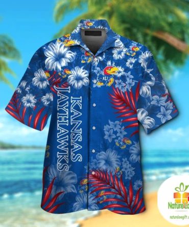 Kansas Jayhawks Hawaiian Shirt Short Sleeve Aloha Button Up Ver05