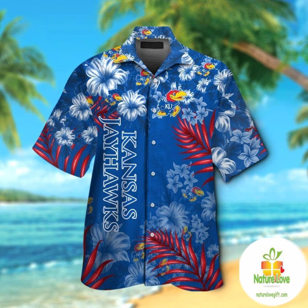 Kansas Jayhawks Hawaiian Shirt Short Sleeve Aloha Button Up Ver05