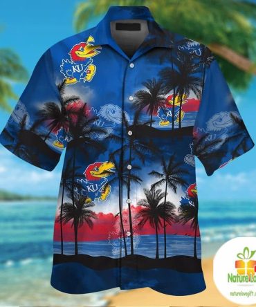 Kansas Jayhawks Hawaiian Shirt Short Sleeve Aloha Button Up Ver06