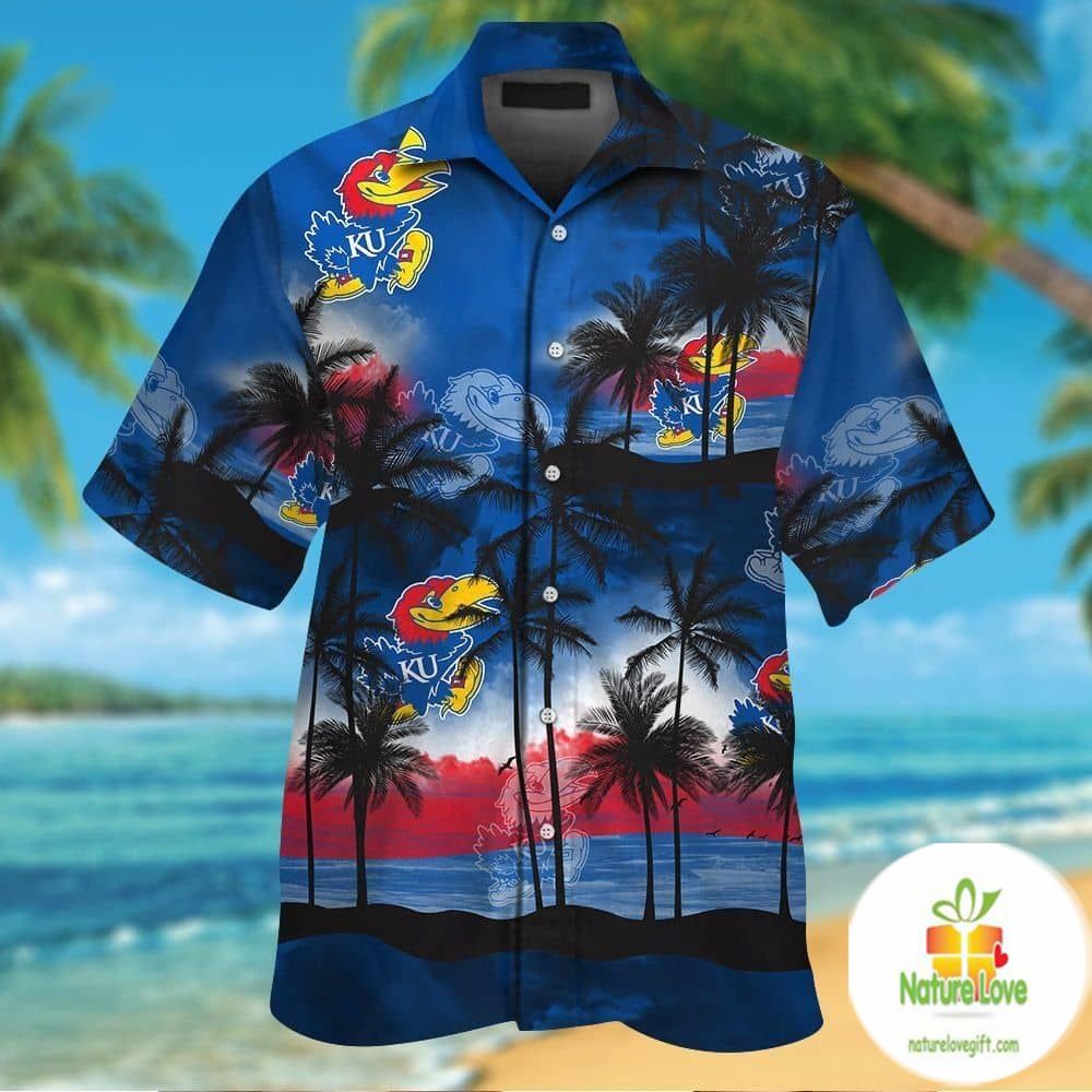 Kansas Jayhawks Hawaiian Shirt Short Sleeve Aloha Button Up Ver06
