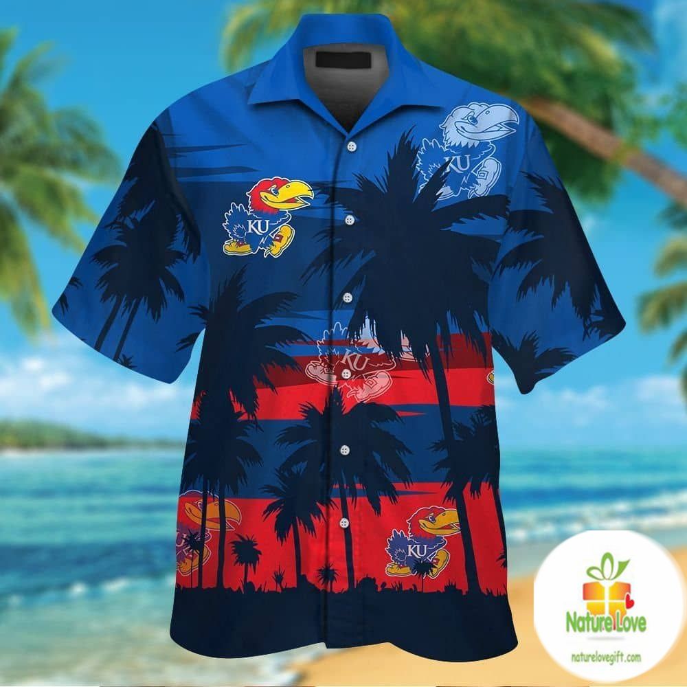 Kansas Jayhawks Hawaiian Shirt Short Sleeve Aloha Button Up Ver07
