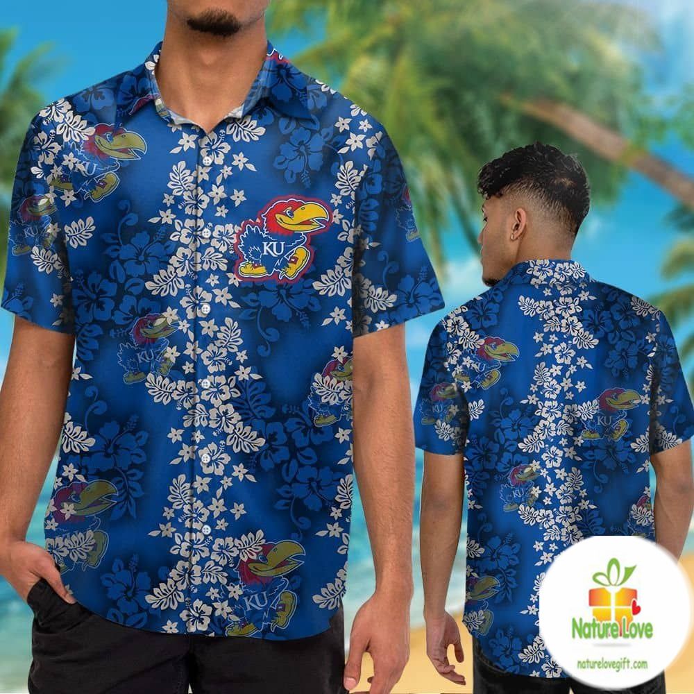 Kansas Jayhawks Hawaiian Shirt Short Sleeve Aloha Button Up Ver08