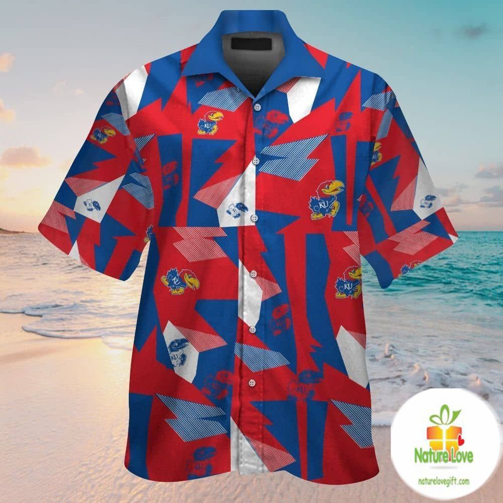 Kansas Jayhawks Hawaiian Shirt Short Sleeve Aloha Button Up Ver09