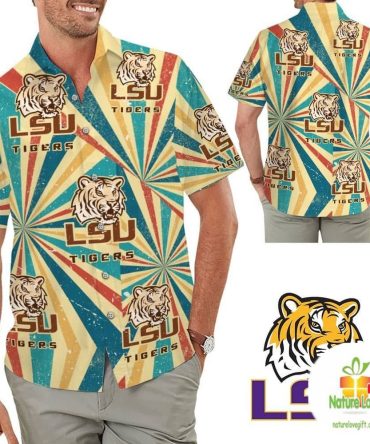 Lsu Tigers Hawaiian Shirt Retro Vintage Aloha Shirt For Men Women