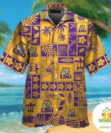 Lsu Tigers Hawaiian Shirt Short Sleeve Button Up Tropical Aloha