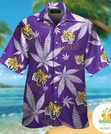 Lsu Tigers Short Sleeve Cannabis Tropical Hawaiian Shirt