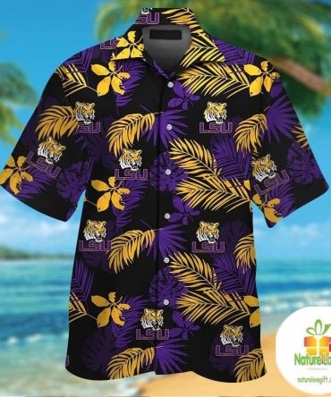 Lsu Tigers Hawaiian Shirt Short Sleeve Button Up Aloha Tropical Ver016