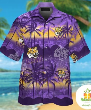 Lsu Tigers Hawaiian Shirt Short Sleeve Button Up Aloha Tropical