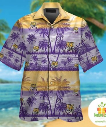 Lsu Tigers Hawaiian Shirt Short Sleeve Button Up Aloha Tropical Ver019