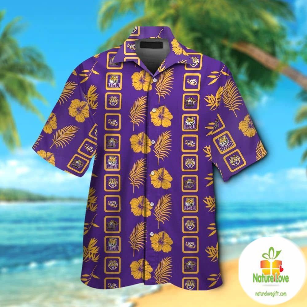 Lsu Tigers Short Sleeve Button Up Tropical Hawaiian Shirts