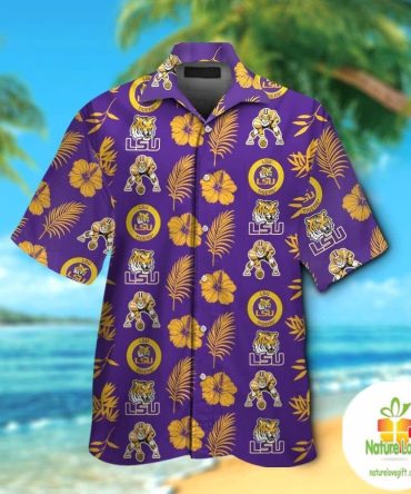 Lsu Tigers Hawaiian Shirt Short Sleeve Button Up Aloha Tropical Ver04