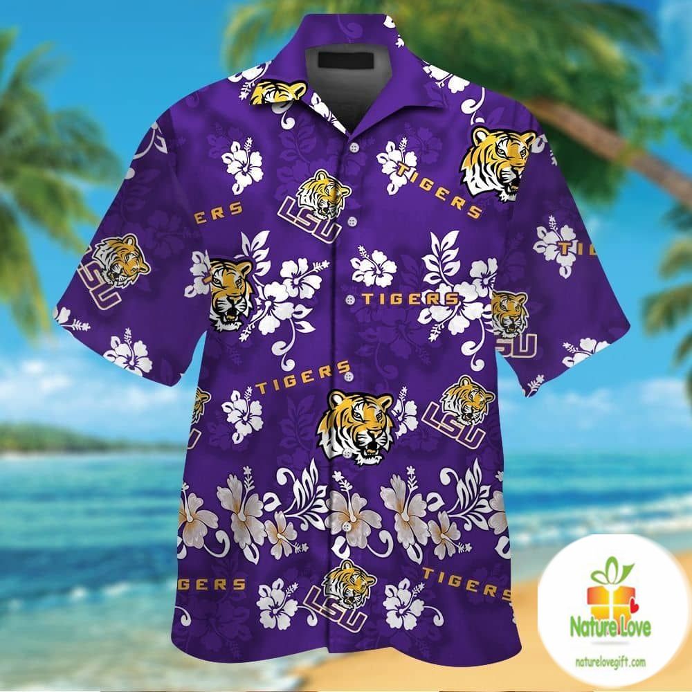 Lsu Tigers Hawaiian Shirt Tropical Short Sleeve Button Up Aloha Shirts
