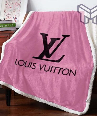 Louis Vuitton Black Logo Pinky Luxury Brand Blanket Hot 2023 For Home Decor Special Gift
