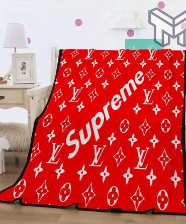 Louis Vuitton Supreme Fashion Luxury Brand Fleece Blanket Comfortable Blanket