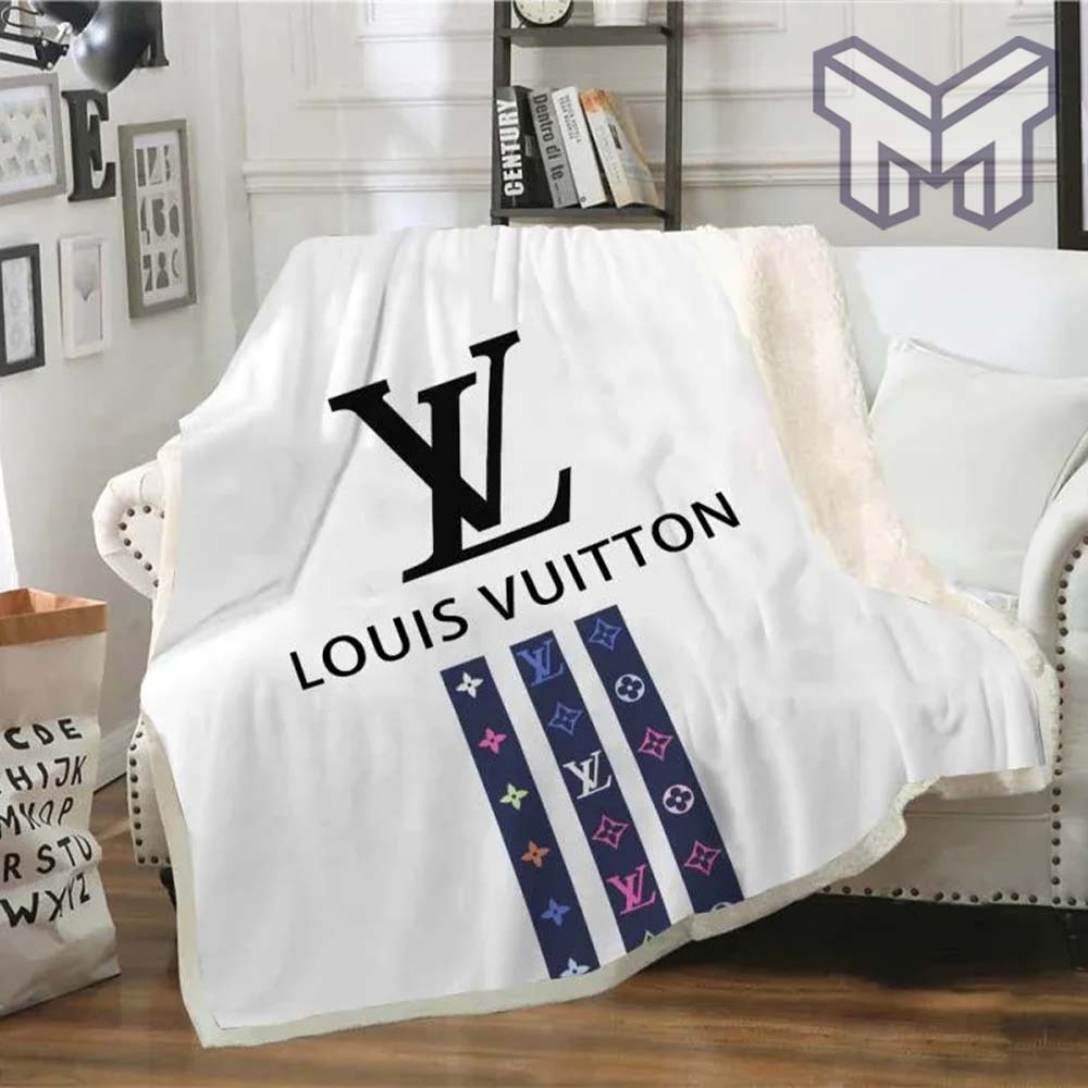 Louis Vuitton White Fashion Luxury Brand Fleece Blanket Comfortable Blanket