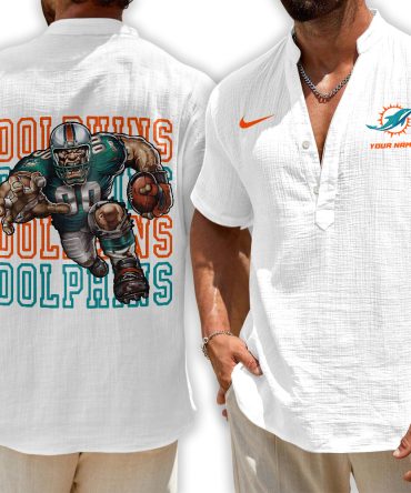 Miami Dolphins , Men'S Button Short Sleeve Shirt