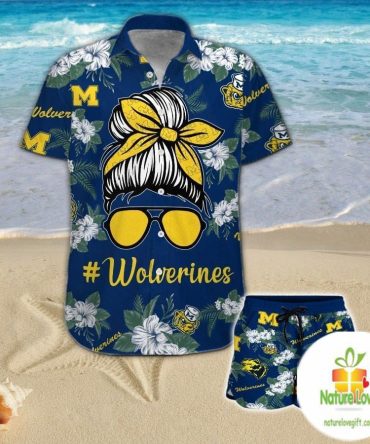 Michigan Wolverines Hawaiian Shirt For Women Aloha Button Up Top