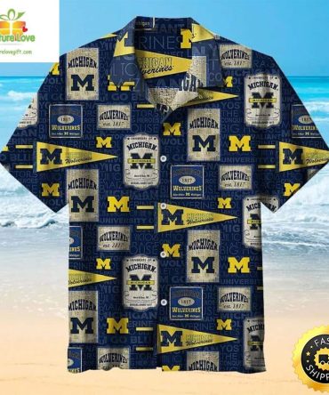 Michigan Wolverines Hawaiian Shirt Beach Gift For College Football Fans