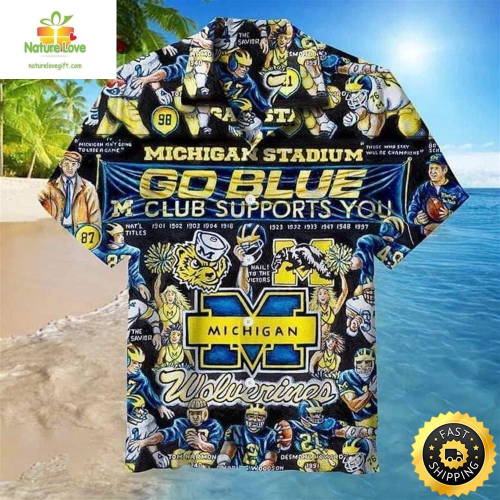 Michigan Wolverines Hawaiian Shirt Michigan Stadium Go Blue Club Supports You