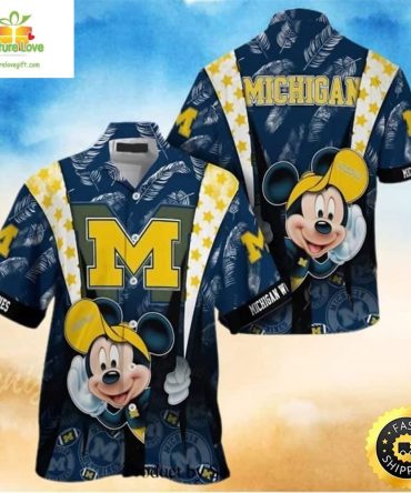 Michigan Wolverines Hawaiian Shirt Mickey Mouse Disney Trendy Summer Gift