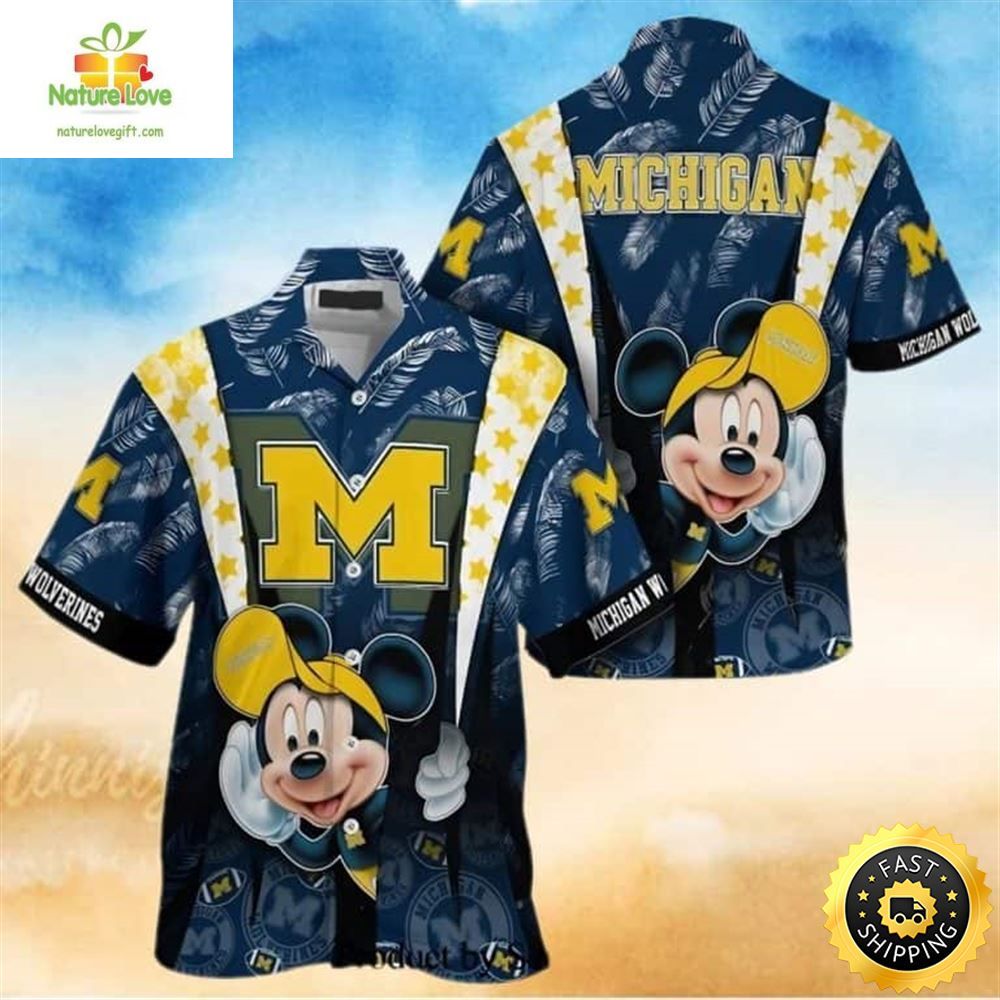 Michigan Wolverines Hawaiian Shirt Mickey Mouse Disney Trendy Summer Gift