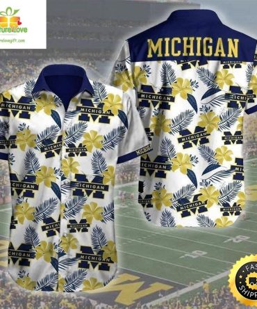 Michigan Wolverines Hawaiian Shirt Tropical Pattern All Over Print