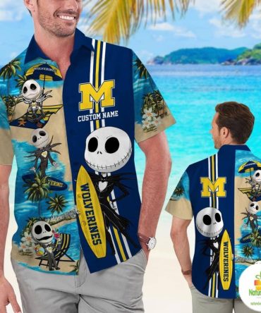 Michigan Wolverines Jack Skellington Hawaiian Shirt Personalized Aloha Shirts