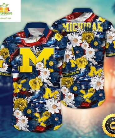 Michigan Wolverines Ncaa Hawaii Shirt Independence Day Large