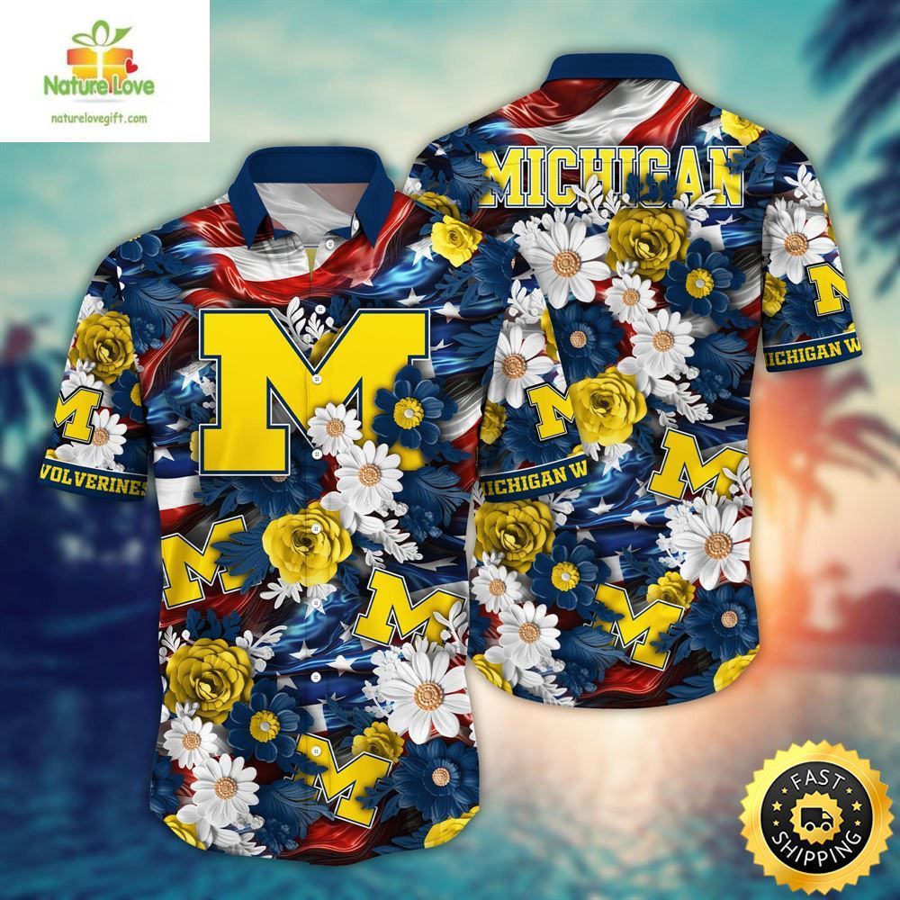 Michigan Wolverines Ncaa Hawaii Shirt Independence Day Large