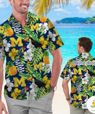 Personalized Michigan Wolverines Tropical Hawaiian Shirt