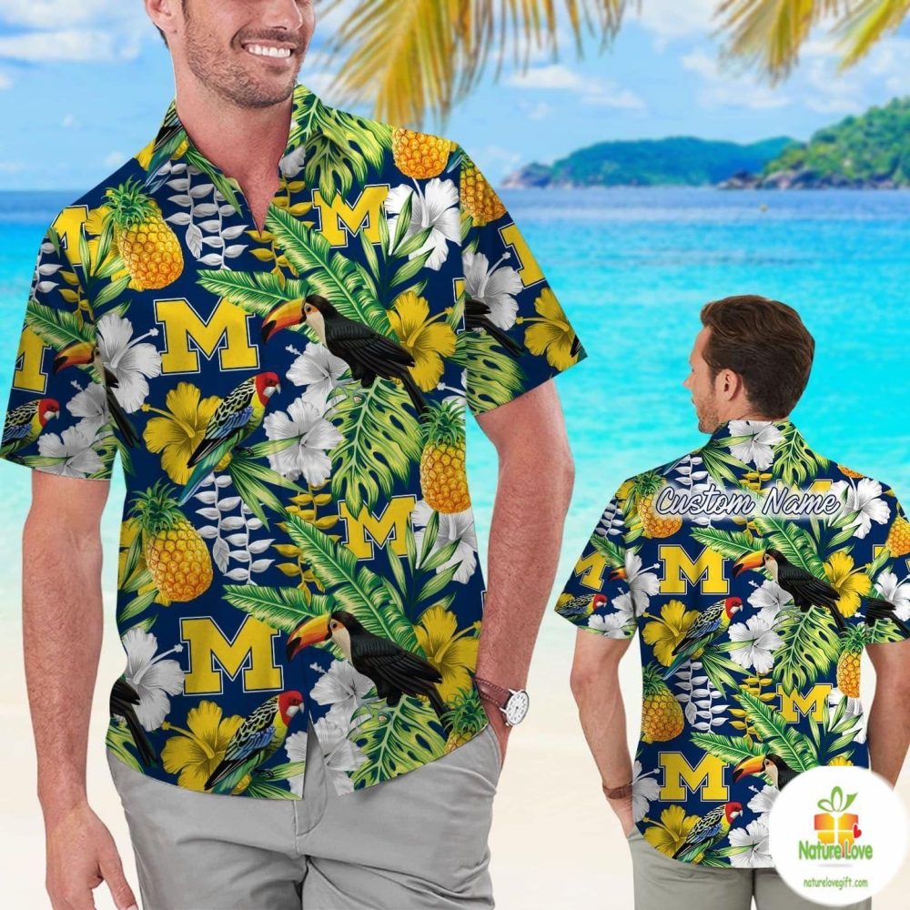 Personalized Michigan Wolverines Tropical Hawaiian Shirt