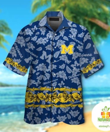 Michigan Wolverines Hawaiian Shirt Short Sleeve Aloha Button Up