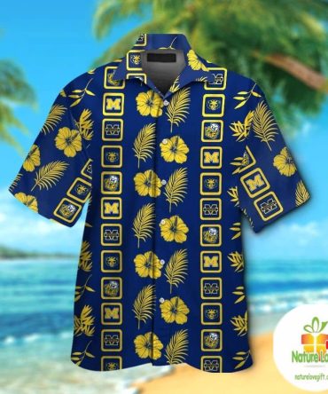 Michigan Wolverines Hawaiian Shirt Tropical Short Sleeve Button Up