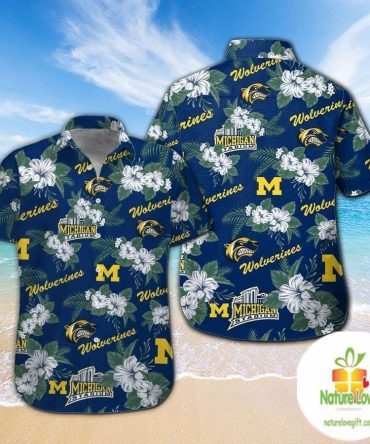 Michigan Wolverines Hawaiian Shirt Short Sleeve Button Up Aloha Shirts