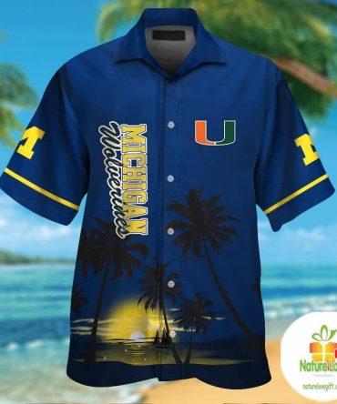 Michigan Wolverines Hawaiian Shirt Short Sleeve Aloha Button Up Ver04
