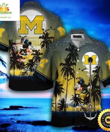 Michigan Wolverines Mickey Mouse Hawaiian Shirt Disney Beach Gift