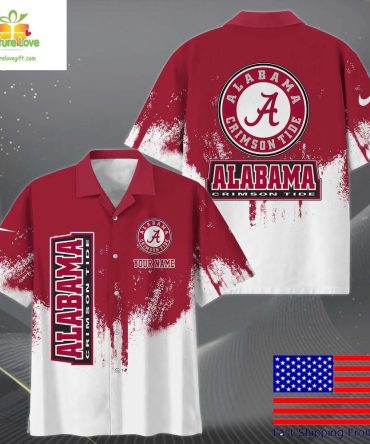 Alabama Crimson Tide Hawaiian Shirt With Paint Splatter Logo
