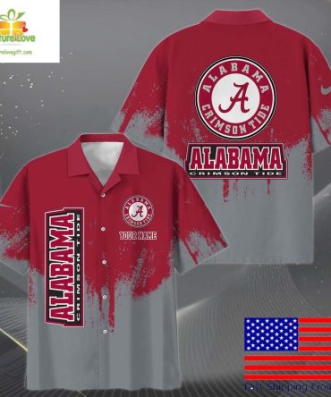 Alabama Crimson Tide Hawaiian Shirt Paint Splatter Fan Design