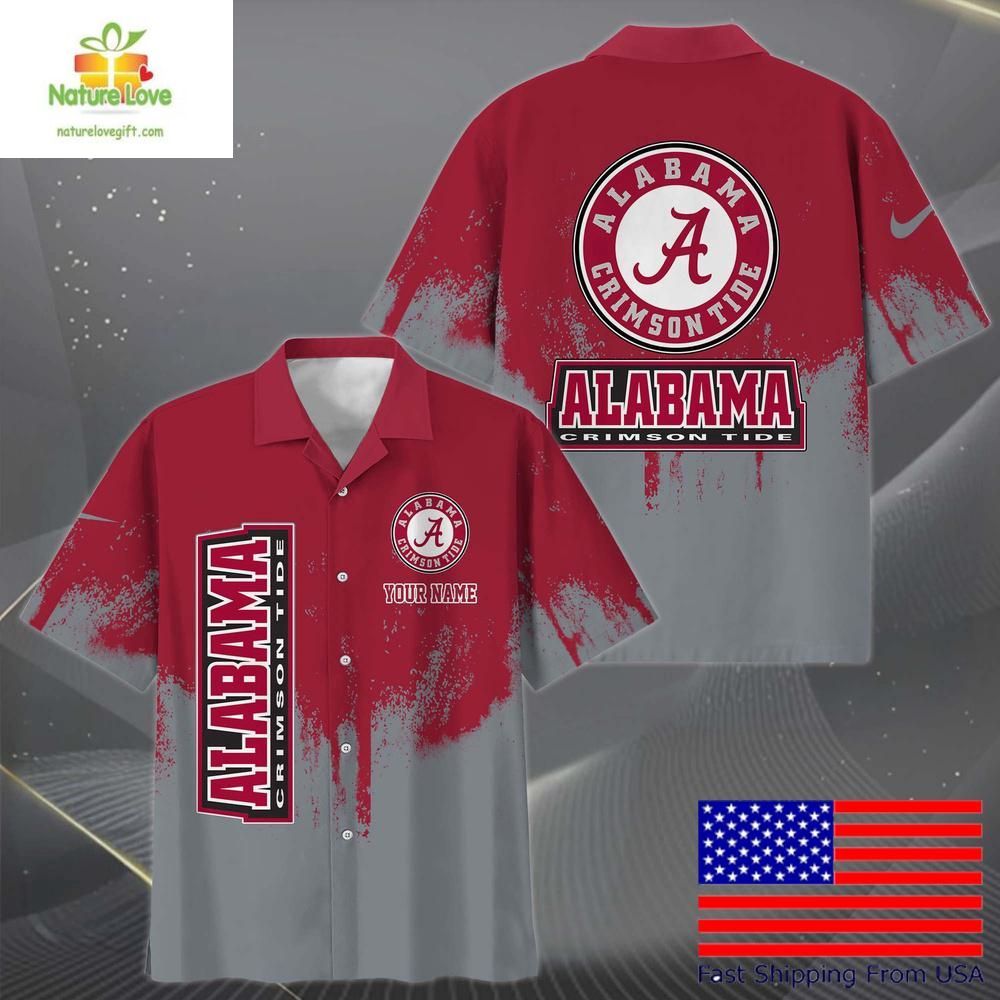 Alabama Crimson Tide Hawaiian Shirt Paint Splatter Fan Design