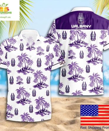 Ncaa Albany Great Danes Hawaiian Shirt Coconut Tree Logo Summer