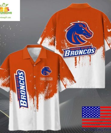 Boise State Broncos Hawaiian Shirt With Paint Splatter Logo