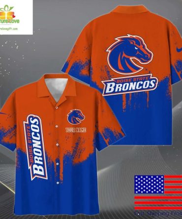 Boise State Broncos Hawaiian Shirt Paint Splatter Fan Design