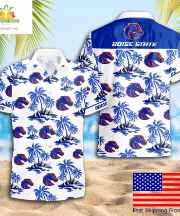 Boise State Broncos Hawaiian Shirt Coconut Tree Logo Summer Design