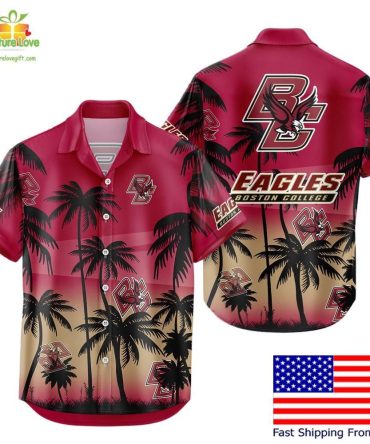 Boston College Eagles Hawaiian Shirt Tropical Coconut Forest Fan Gear