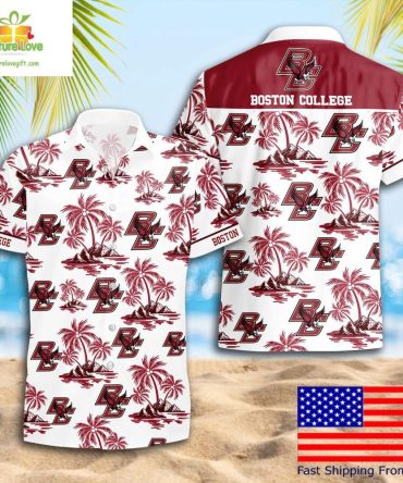 Boston College Eagles Hawaiian Shirt Coconut Tree Logo Summer Pattern