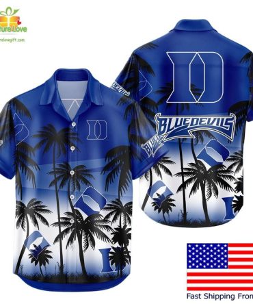 Duke Blue Devils Hawaiian Shirt Tropical Coconut Forest Fan Gear