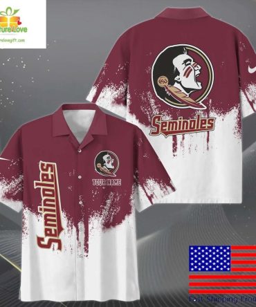 Florida State Seminoles Hawaiian Shirt With Paint Splatter Logo