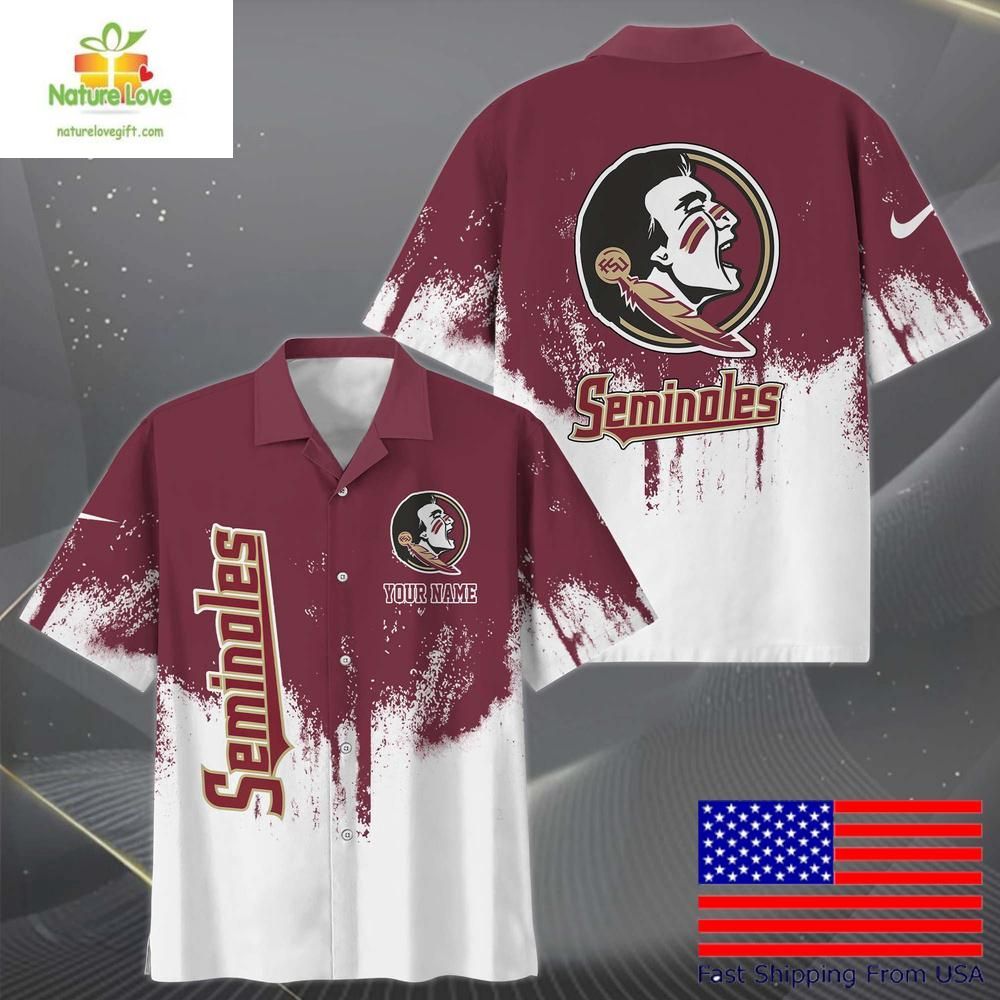 Florida State Seminoles Hawaiian Shirt With Paint Splatter Logo
